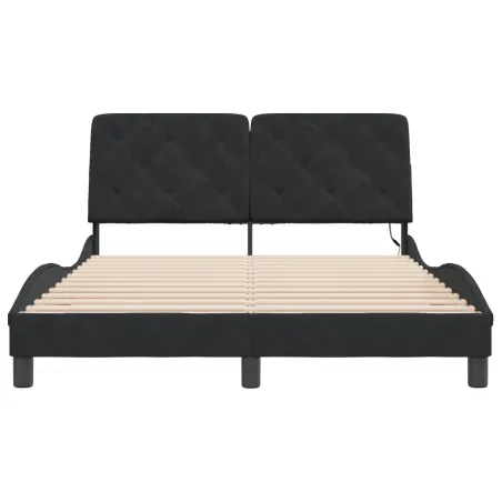 Cadre de lit avec LED sans matelas noir 120x200 cm velours