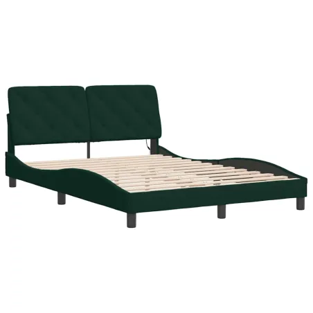 Cadre de lit avec LED sans matelas vert foncé 120x200cm velours