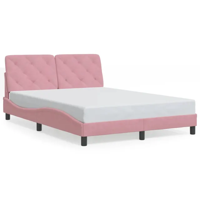 Cadre de lit avec LED sans matelas rose 120x200 cm velours