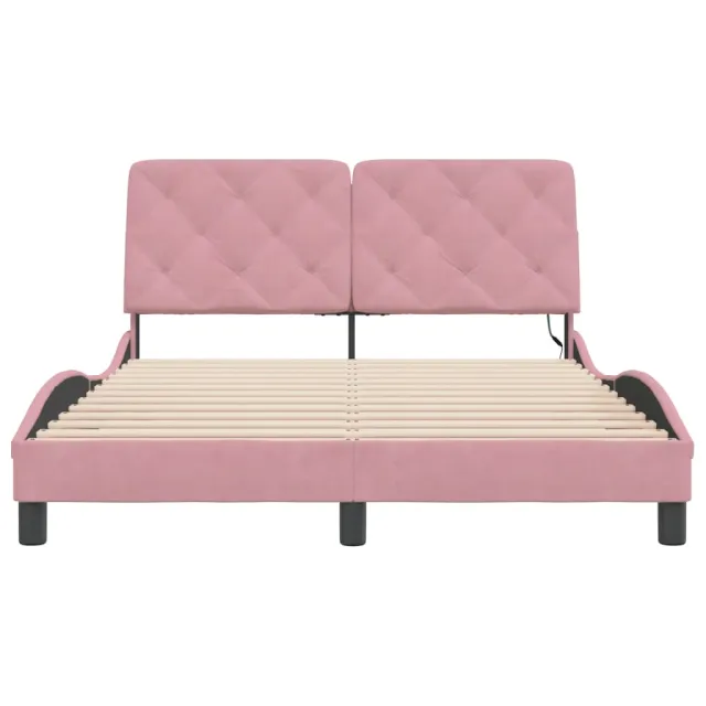 Cadre de lit avec LED sans matelas rose 120x200 cm velours