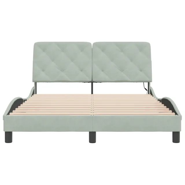 Cadre de lit avec LED sans matelas gris clair 140x190cm velours