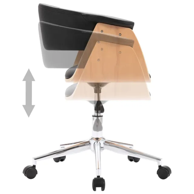 Chaise pivotante à manger Noir Bois courbé et similicuir