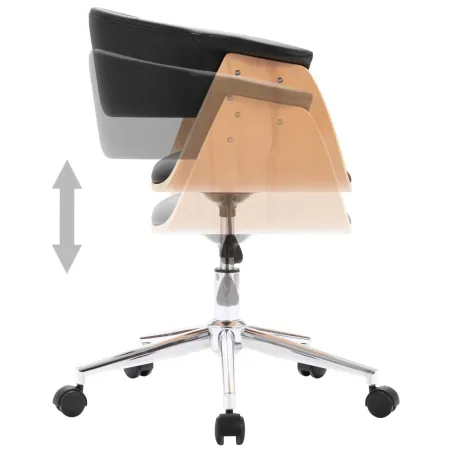 Chaise pivotante à manger Noir Bois courbé et similicuir