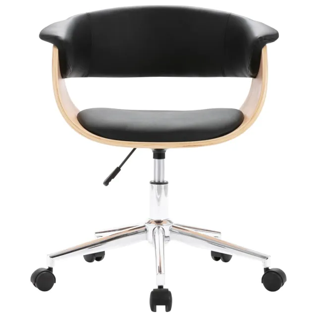Chaise pivotante de bureau Noir Bois courbé et similicuir