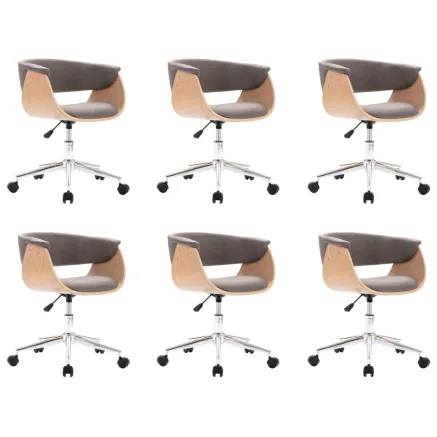 Chaises pivotantes à manger lot de 6 taupe tissu 2