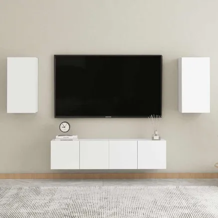 Ensemble de meubles TV 4 pcs Blanc Bois d'ingénierie