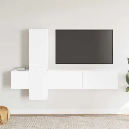 Ensemble de meubles TV 5 pcs Blanc Bois d'ingénierie