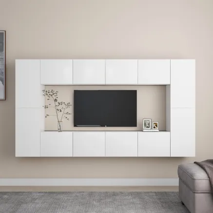 Ensemble de meubles TV 8 pcs Blanc Bois d'ingénierie