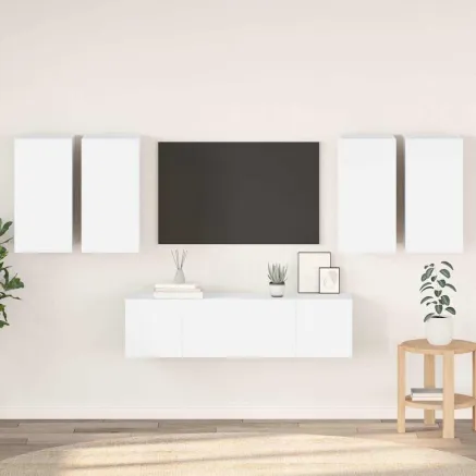 Ensemble de meubles TV 6 pcs Blanc Bois d'ingénierie