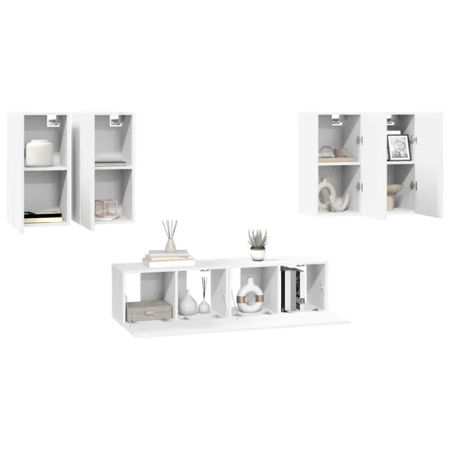 Ensemble de meubles TV 6 pcs Blanc Bois d'ingénierie