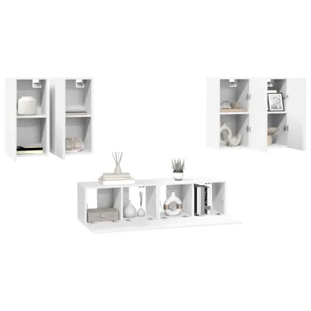 Ensemble de meubles TV 6 pcs Blanc Bois d'ingénierie