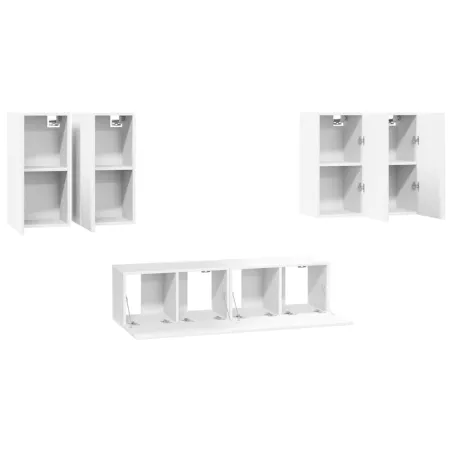 Ensemble de meubles TV 6 pcs Blanc Bois d'ingénierie
