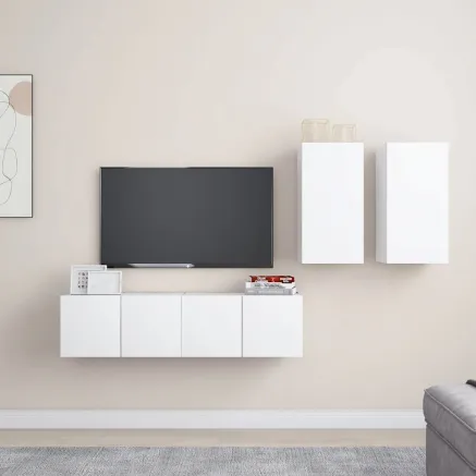 Ensemble de meubles TV 4 pcs Blanc Bois d'ingénierie