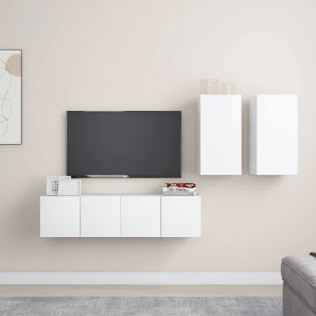 Ensemble de meubles TV 4 pcs Blanc Bois d'ingénierie