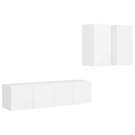 Ensemble de meubles TV 4 pcs Blanc Bois d'ingénierie