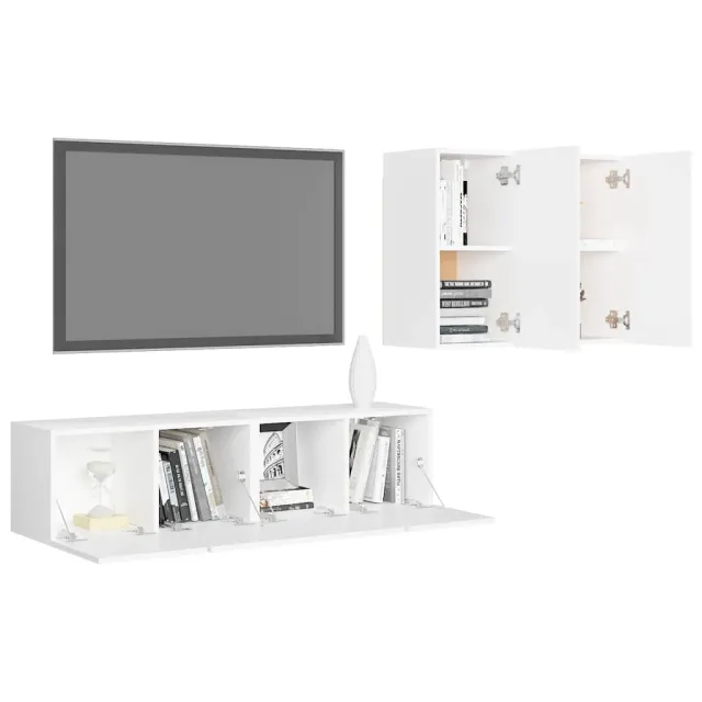 Ensemble de meubles TV 4 pcs Blanc Bois d'ingénierie