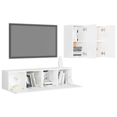 Ensemble de meubles TV 4 pcs Blanc Bois d'ingénierie