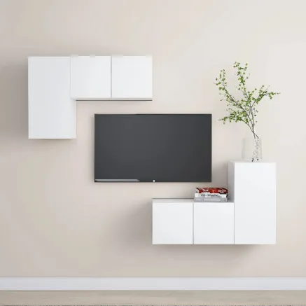 Ensemble de meubles TV 4 pcs Blanc Bois d'ingénierie