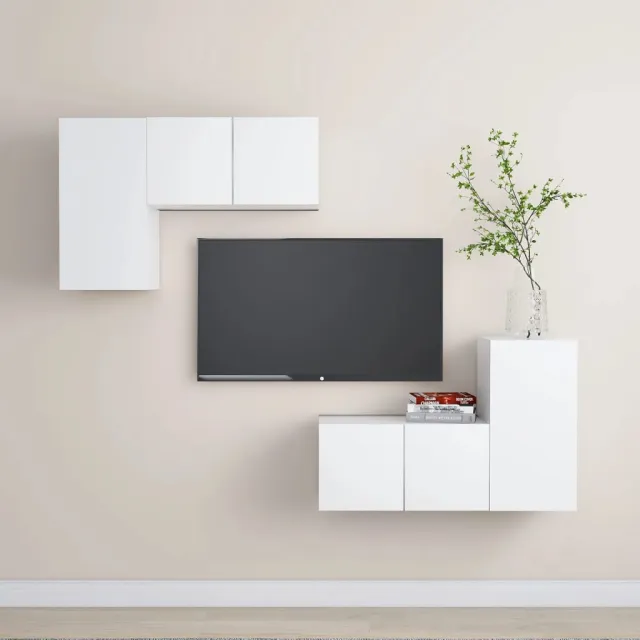 Ensemble de meubles TV 4 pcs Blanc Bois d'ingénierie