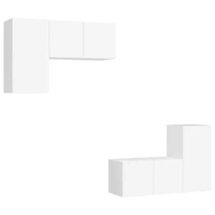 Ensemble de meubles TV 4 pcs Blanc Bois d'ingénierie 2