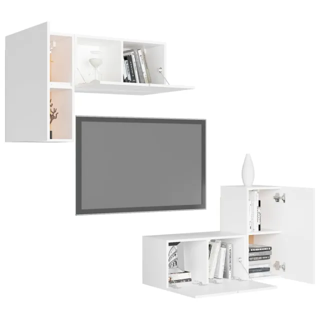 Ensemble de meubles TV 4 pcs Blanc Bois d'ingénierie