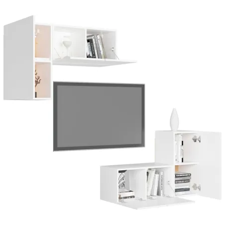 Ensemble de meubles TV 4 pcs Blanc Bois d'ingénierie