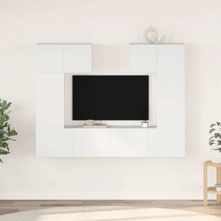 Ensemble de meubles TV 6 pcs Blanc Bois d'ingénierie