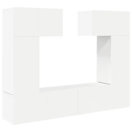 Ensemble de meubles TV 6 pcs Blanc Bois d'ingénierie