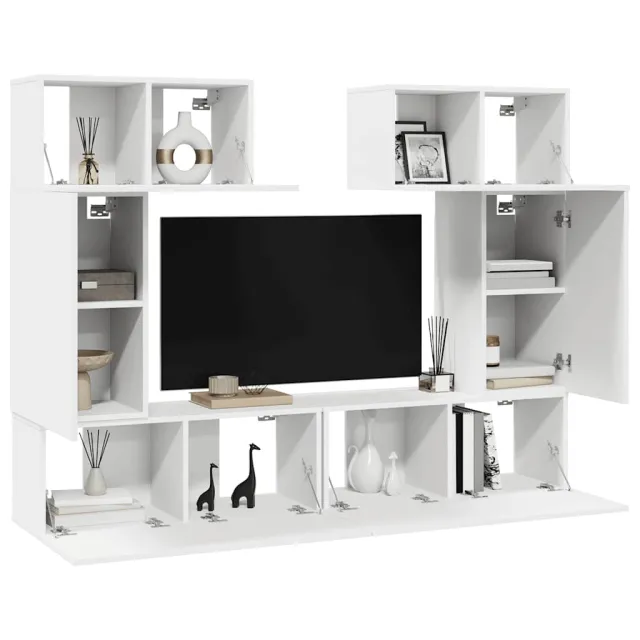 Ensemble de meubles TV 6 pcs Blanc Bois d'ingénierie