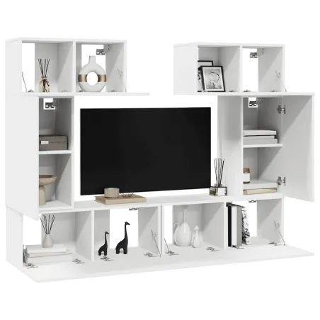 Ensemble de meubles TV 6 pcs Blanc Bois d'ingénierie