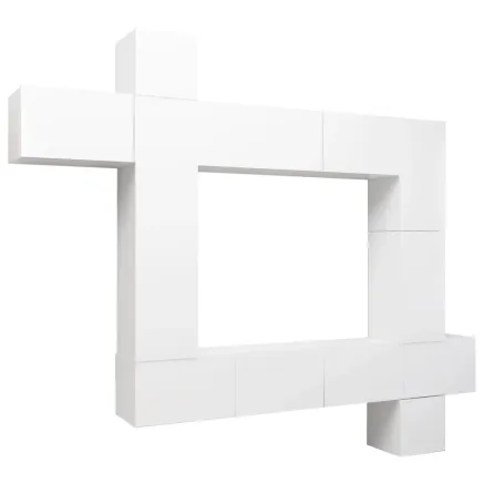 Ensemble de meuble TV 9 pcs Blanc Bois d'ingénierie 2