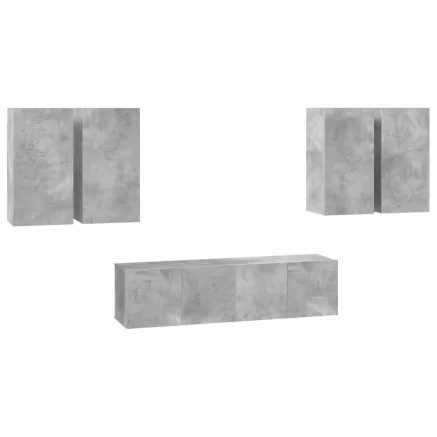 Ensemble de meuble TV 6 pcs Gris béton Bois d'ingénierie 2