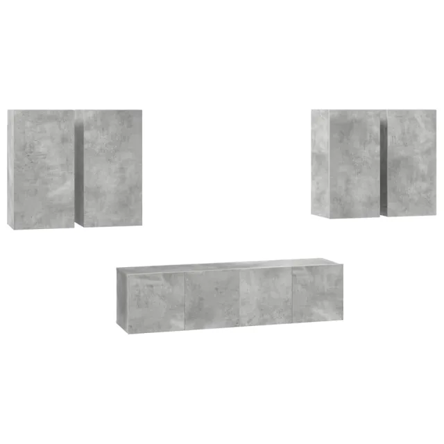 Ensemble de meuble TV 6 pcs Gris béton Bois d'ingénierie