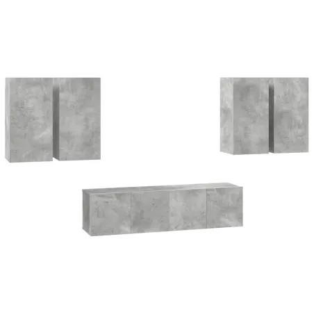Ensemble de meuble TV 6 pcs Gris béton Bois d'ingénierie