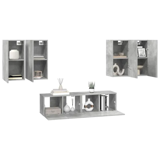 Ensemble de meuble TV 6 pcs Gris béton Bois d'ingénierie