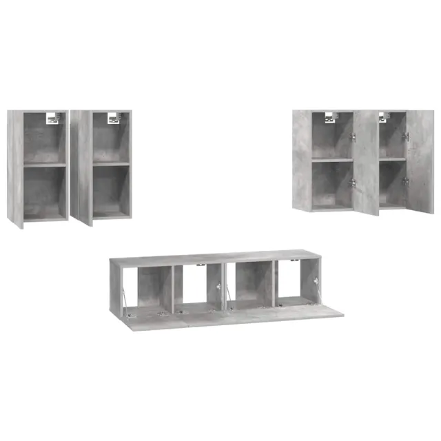 Ensemble de meuble TV 6 pcs Gris béton Bois d'ingénierie