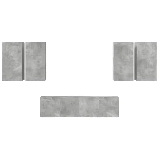 Ensemble de meuble TV 6 pcs Gris béton Bois d'ingénierie