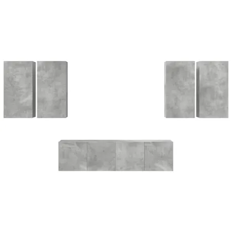Ensemble de meuble TV 6 pcs Gris béton Bois d'ingénierie