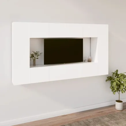 Ensemble de meubles TV 8 pcs Blanc Bois d'ingénierie