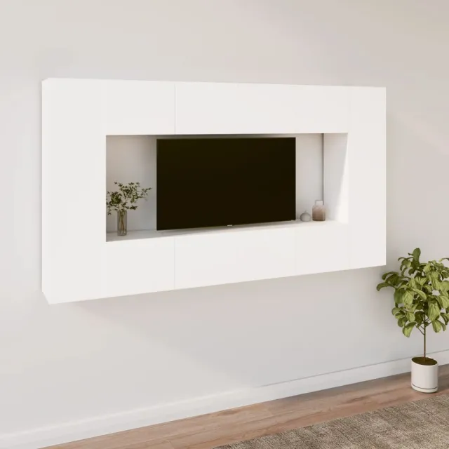 Ensemble de meubles TV 8 pcs Blanc Bois d'ingénierie