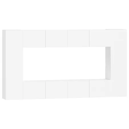 Ensemble de meubles TV 8 pcs Blanc Bois d'ingénierie