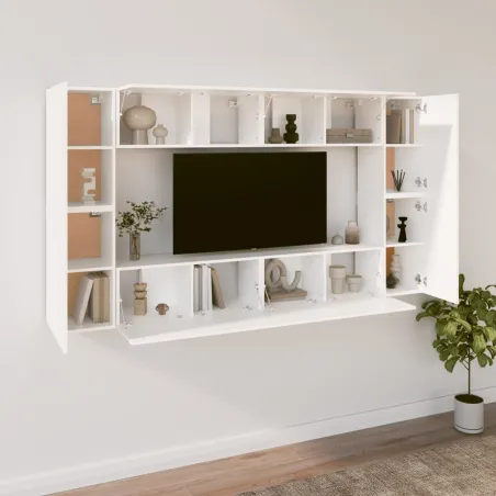 Ensemble de meubles TV 8 pcs Blanc Bois d'ingénierie
