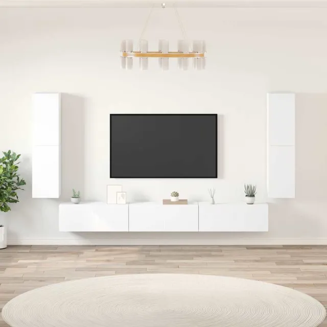 Ensemble de meubles TV 7 pcs Blanc Bois d'ingénierie