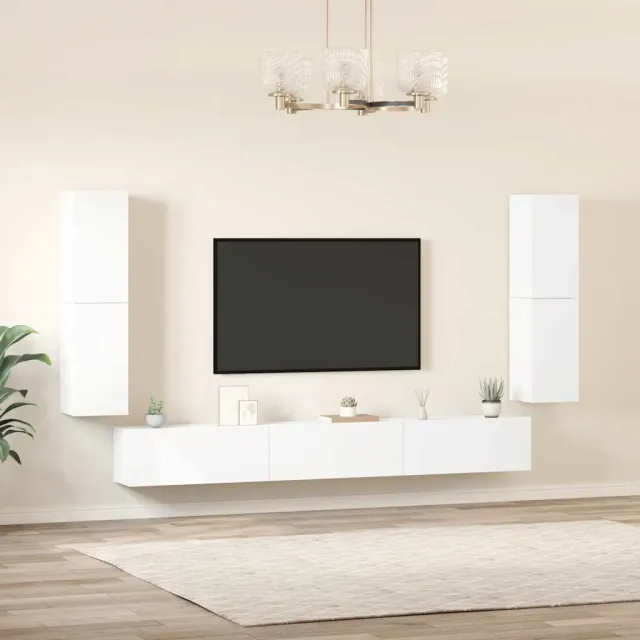 Ensemble de meubles TV 7 pcs Blanc Bois d'ingénierie