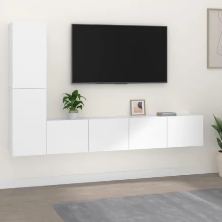 Ensemble de meubles TV 4 pcs Blanc Bois d'ingénierie