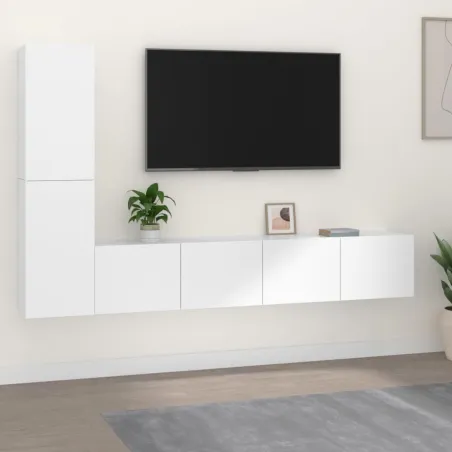 Ensemble de meubles TV 4 pcs Blanc Bois d'ingénierie