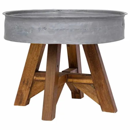 Table basse bois de récupération mélangé 60x45 cm argenté