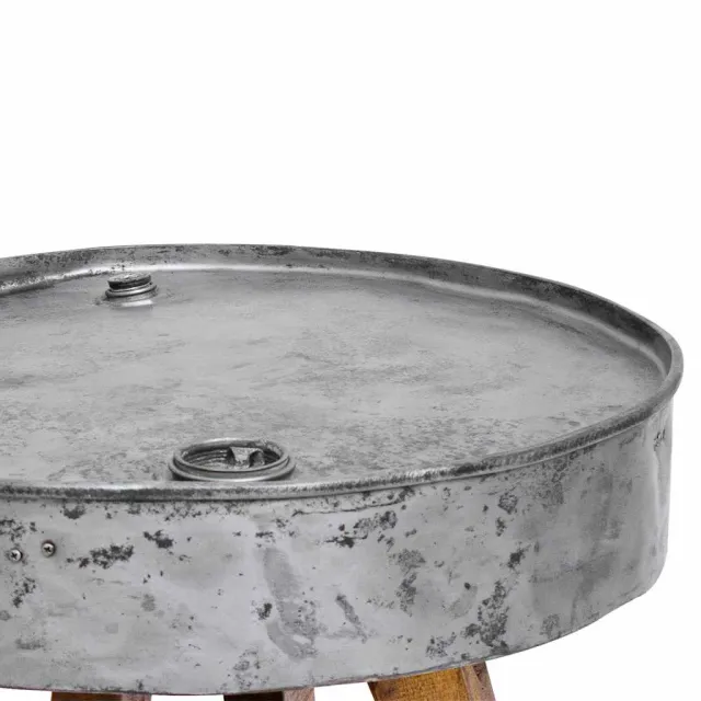 Table basse bois de récupération mélangé 60x45 cm argenté