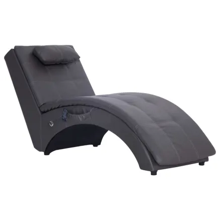 Chaise longue de massage avec oreiller Gris Similicuir 2