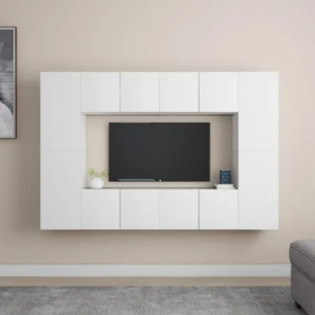 Ensemble de meubles TV 8 pcs Blanc Bois d'ingénierie